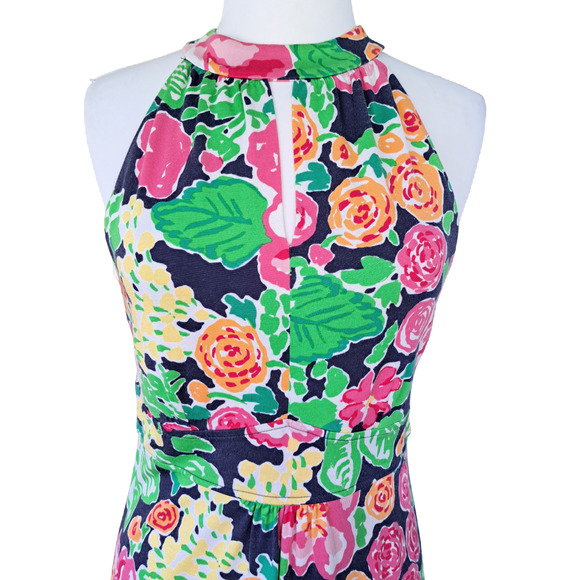 LILLY PULITZER Getaway Garden Valle Halter Dress Size Small Silk Knit Sheath - Picture 3 of 11